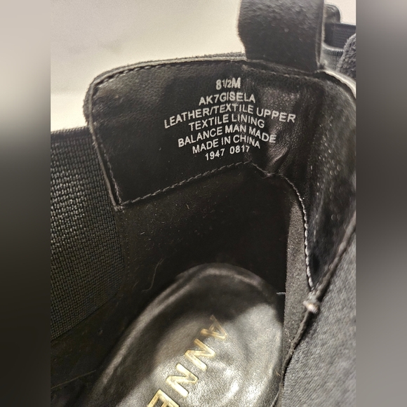 Anne Klein Gisela Suede Leather Booties Black with Block Heel SZ 8.5.  2" Heel - Picture 5 of 5